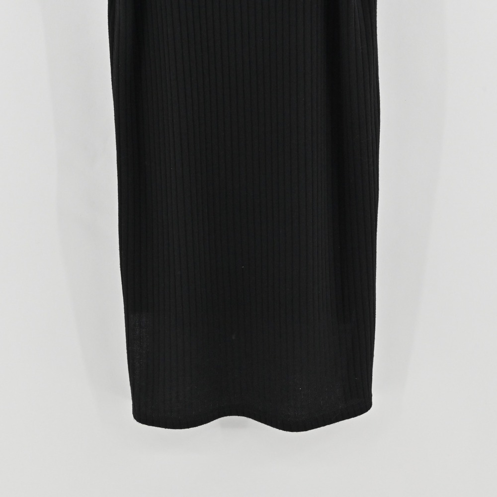 AQUA Mock Neck Ribbed Knit Sheath Dress Womens Size S Black Sleeveless LBD 6766 - Picture 12 of 13